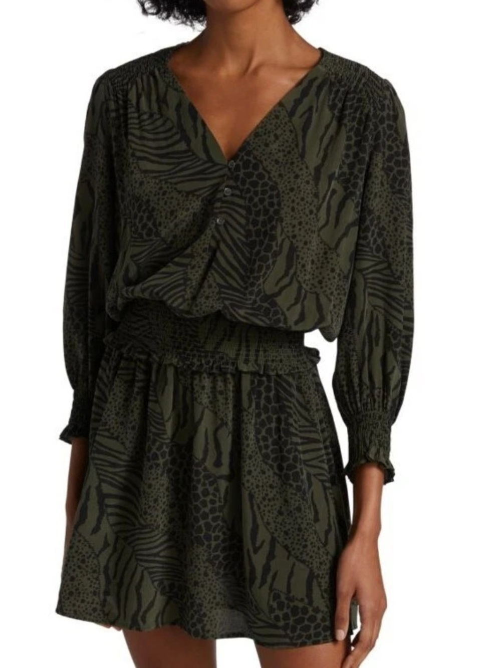 Rails Zana mini dress in olive mixed animal stripe